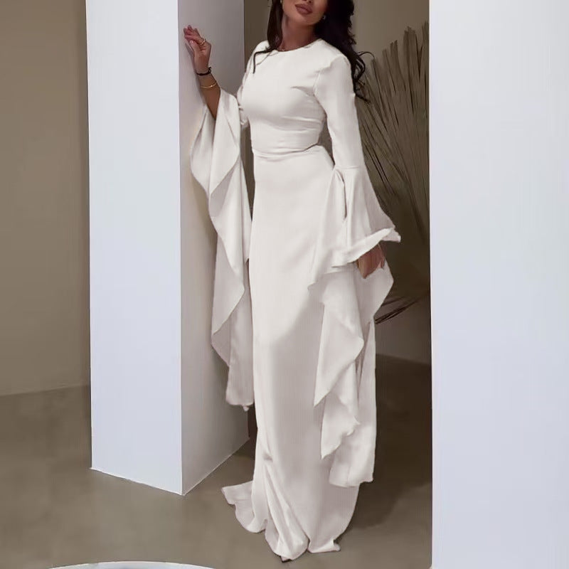 Dam Maxiklänning | Långärmad &amp; Draperad | Elegant Design | Fest &amp; Kväll
