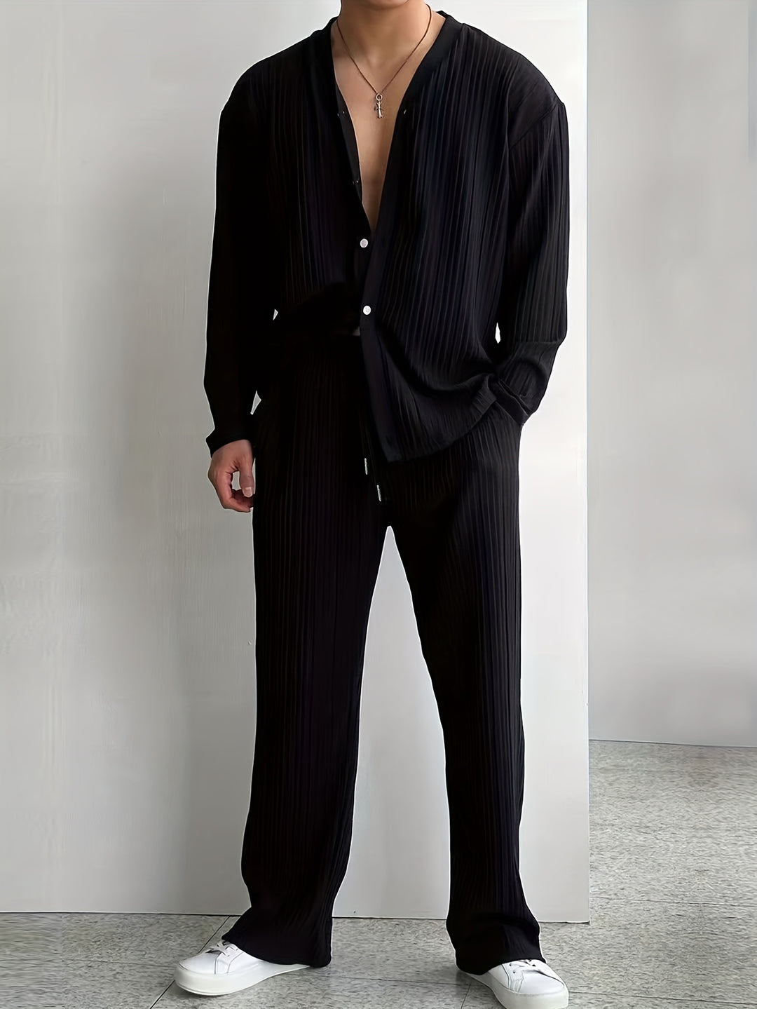 Herr Set | Oversized | Med Knappar | Sommar
