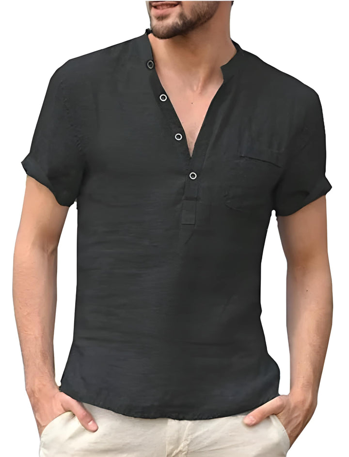 Herr T-shirt | Avslappnad | Knappar | Sommar
