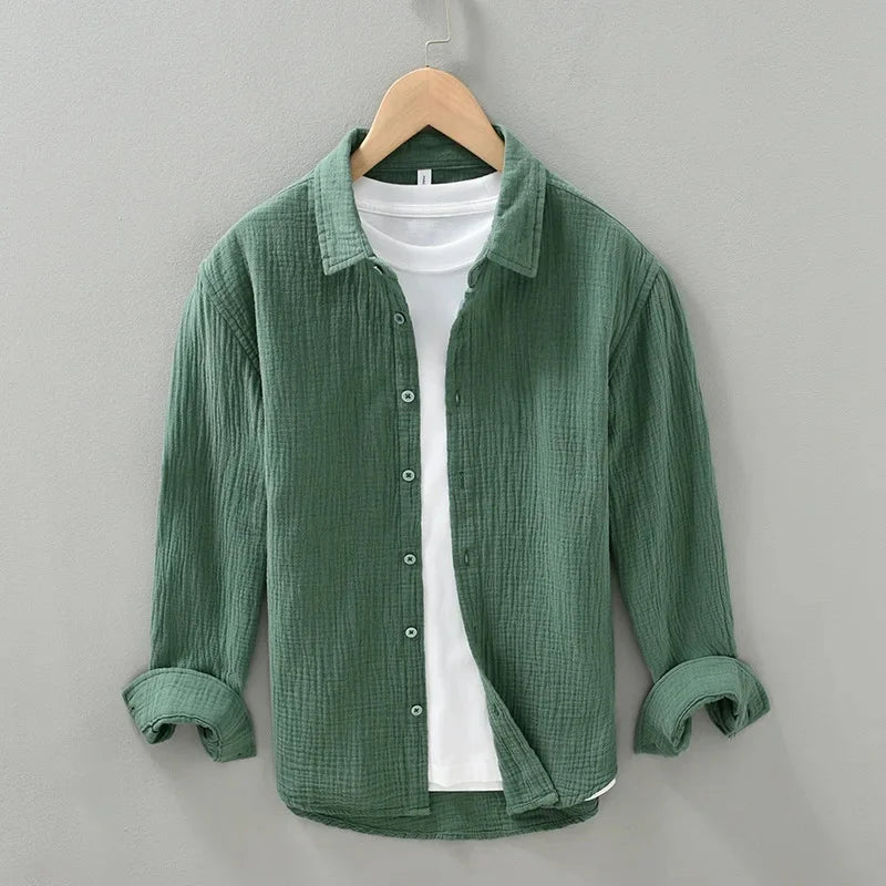 Herr Skjorta | Casual Stil | Lång Ärm | Sommar