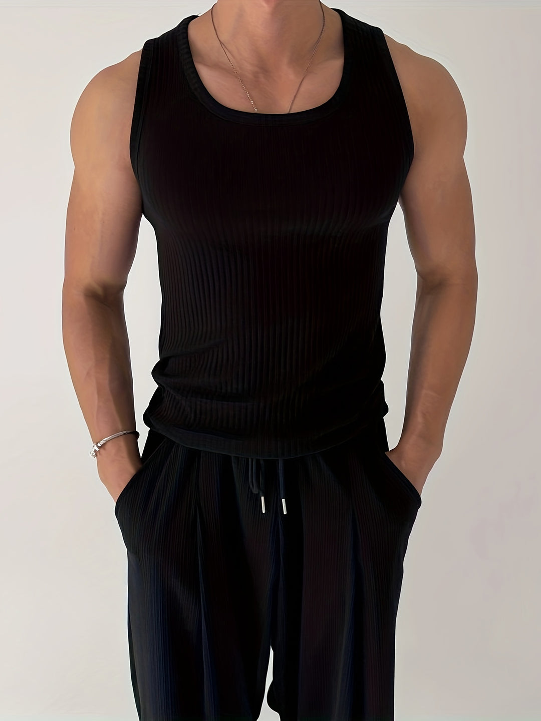 Herr Linne | Slimfit | Ribbad Struktur | Sommar
