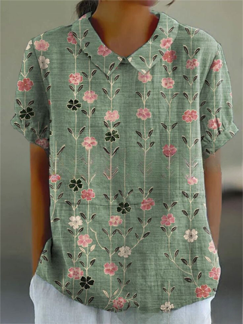 Dam Blus | Vintage Blommig | Krage | Sommar