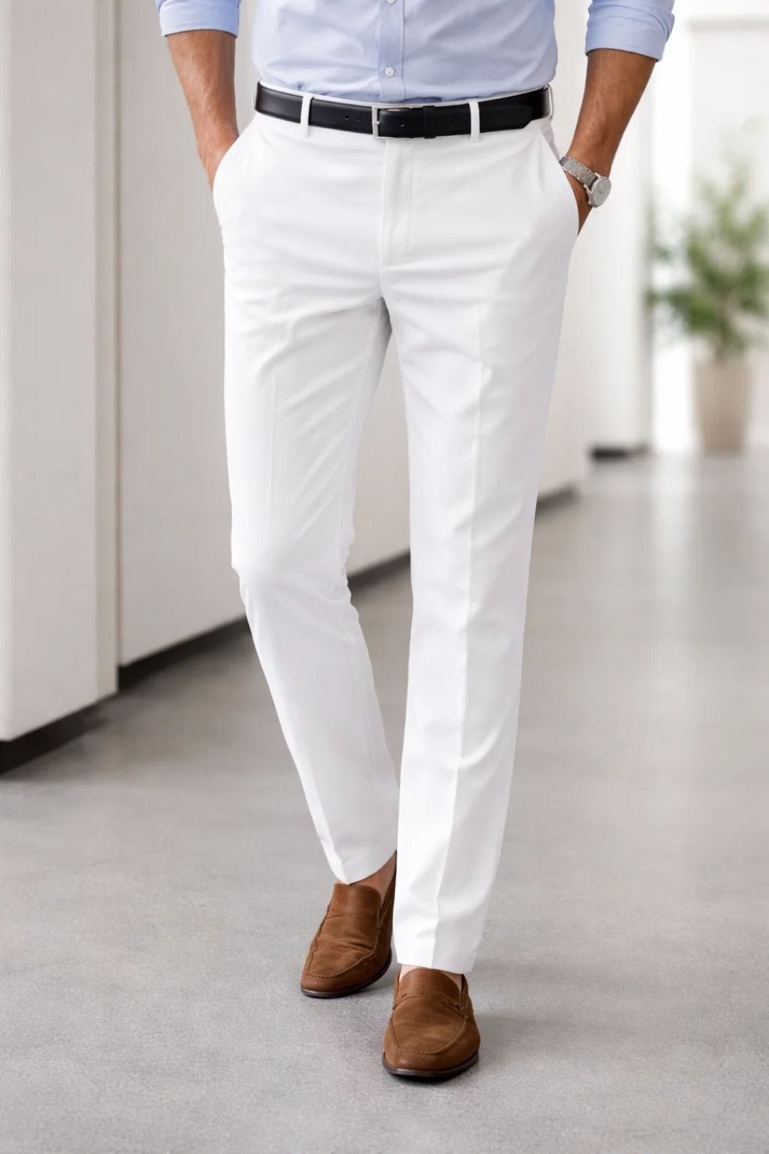 Herr Byxor | Slimfit | Hög Midja | Rak Passform | Sommar