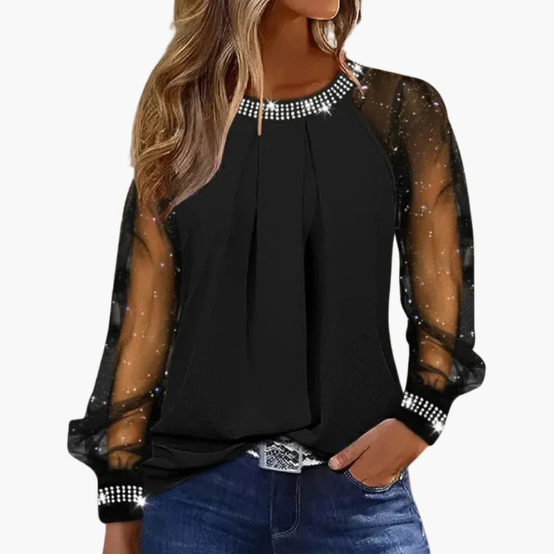 Dam Topp | Elegant | Transparent Ärm | Fest
