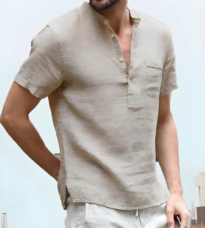 Herr T-shirt | Avslappnad | Knappar | Sommar