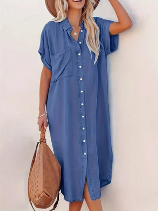 Denimklänning för kvinnor | Fladdermusärmar | Enkelt stilren | Djärv look