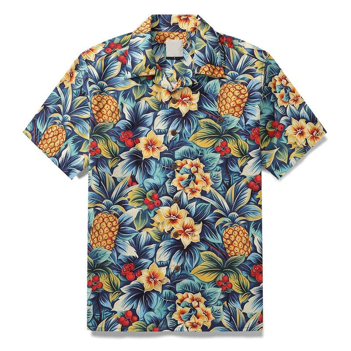 Herr Skjorta | Kortärmad | Strand Blommigt Print | Sommar