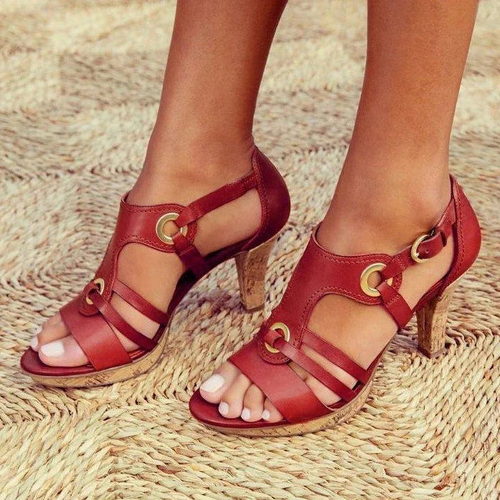 Dam Sandal | Hög Klack | Rem med Spänne | Sommar