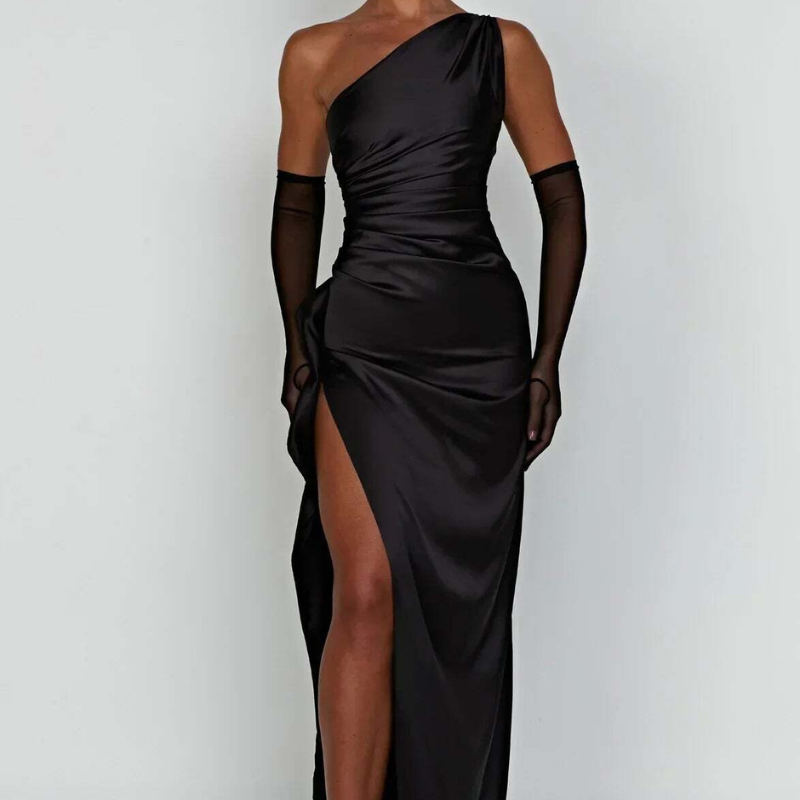 Klänning Maxi | Elegant One-Shoulder Maxiklänning | Slits | Festklänning