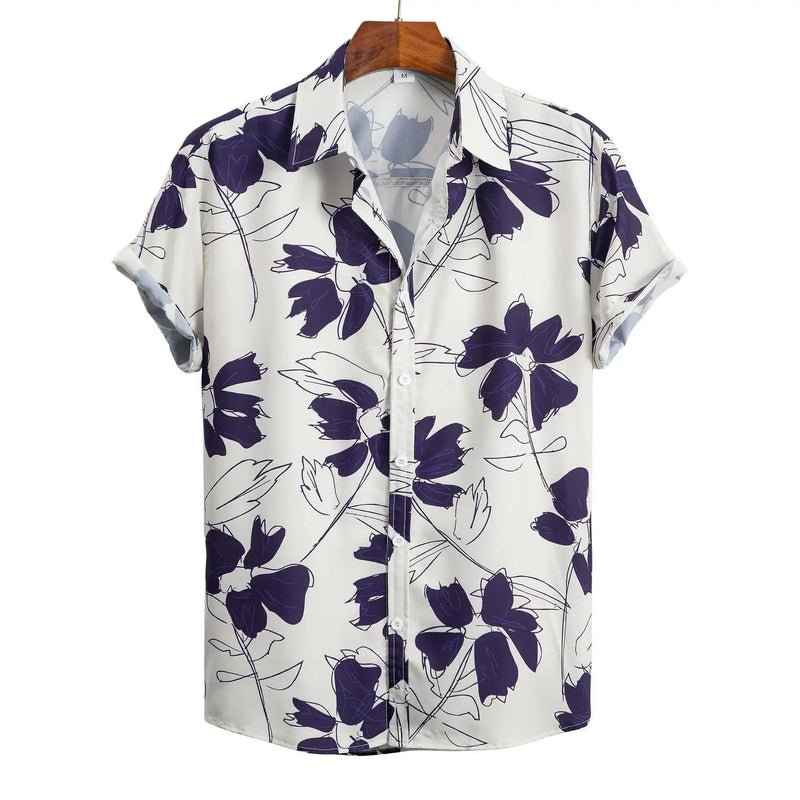 Herr Skjorta | Flamingo Tryck | Tropisk Stil | Sommar