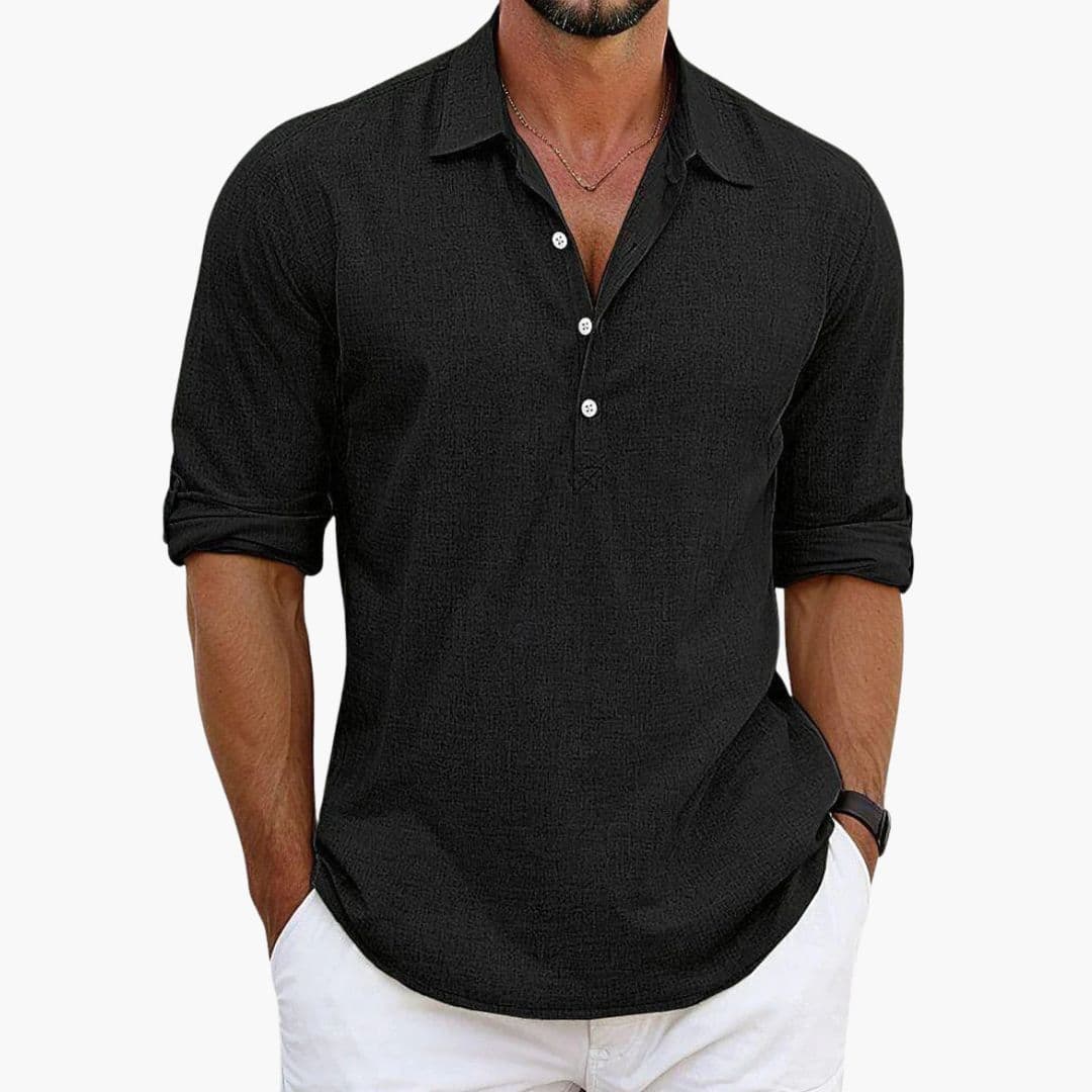Herr Skjorta | Slim Fit | Med Knappar | Sommar