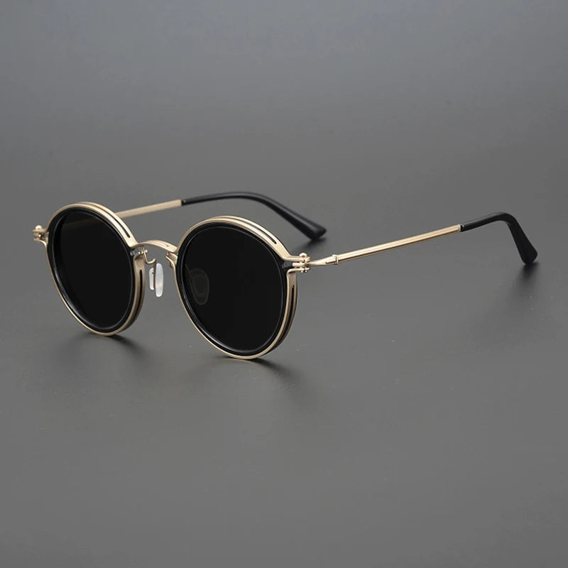 Herr Solglasögon | Retro | Rund Modell | Metallram | Sommar