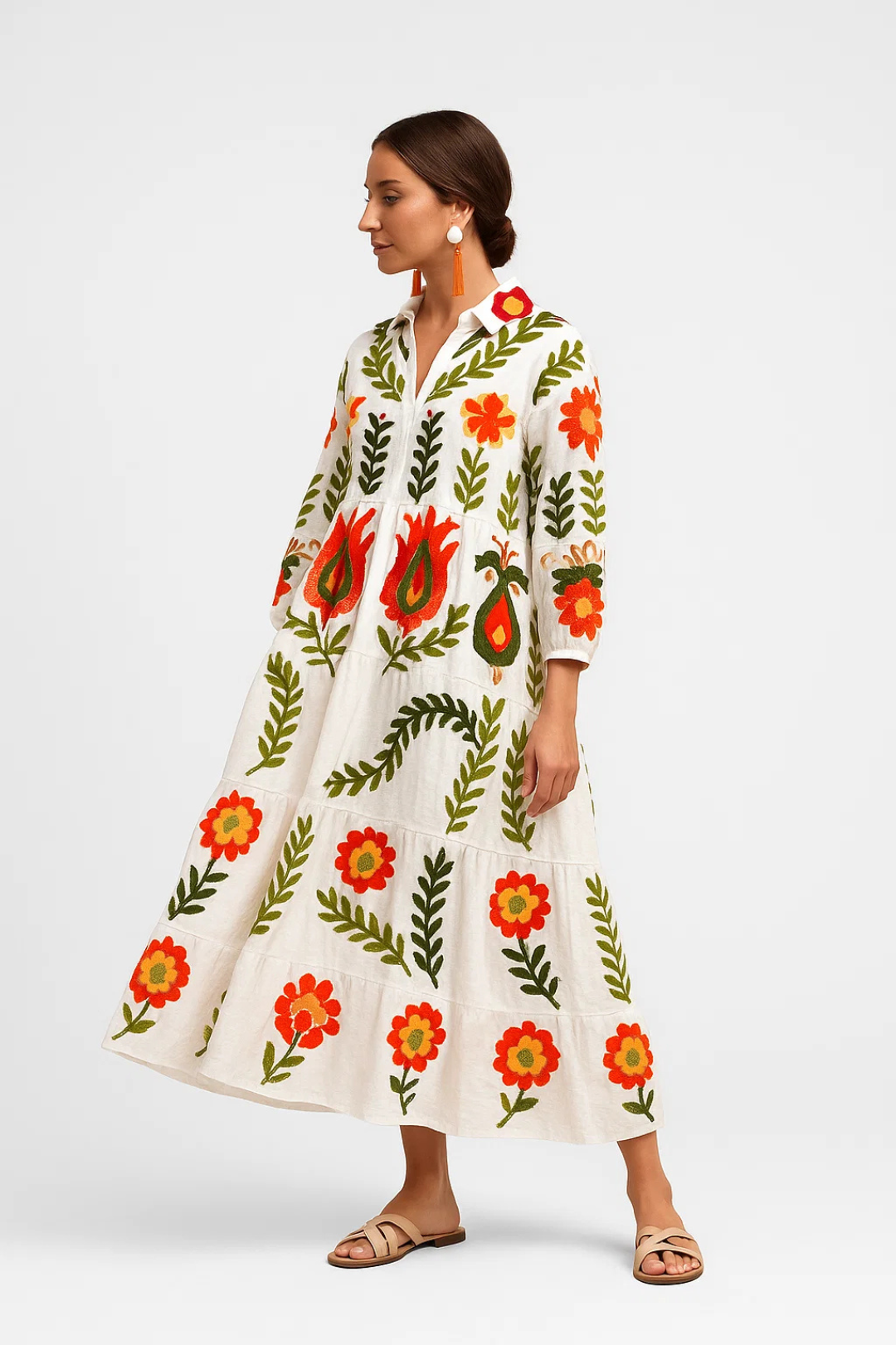 Damer Klänning | Elegant | Lång Ärm Midi | Sommar