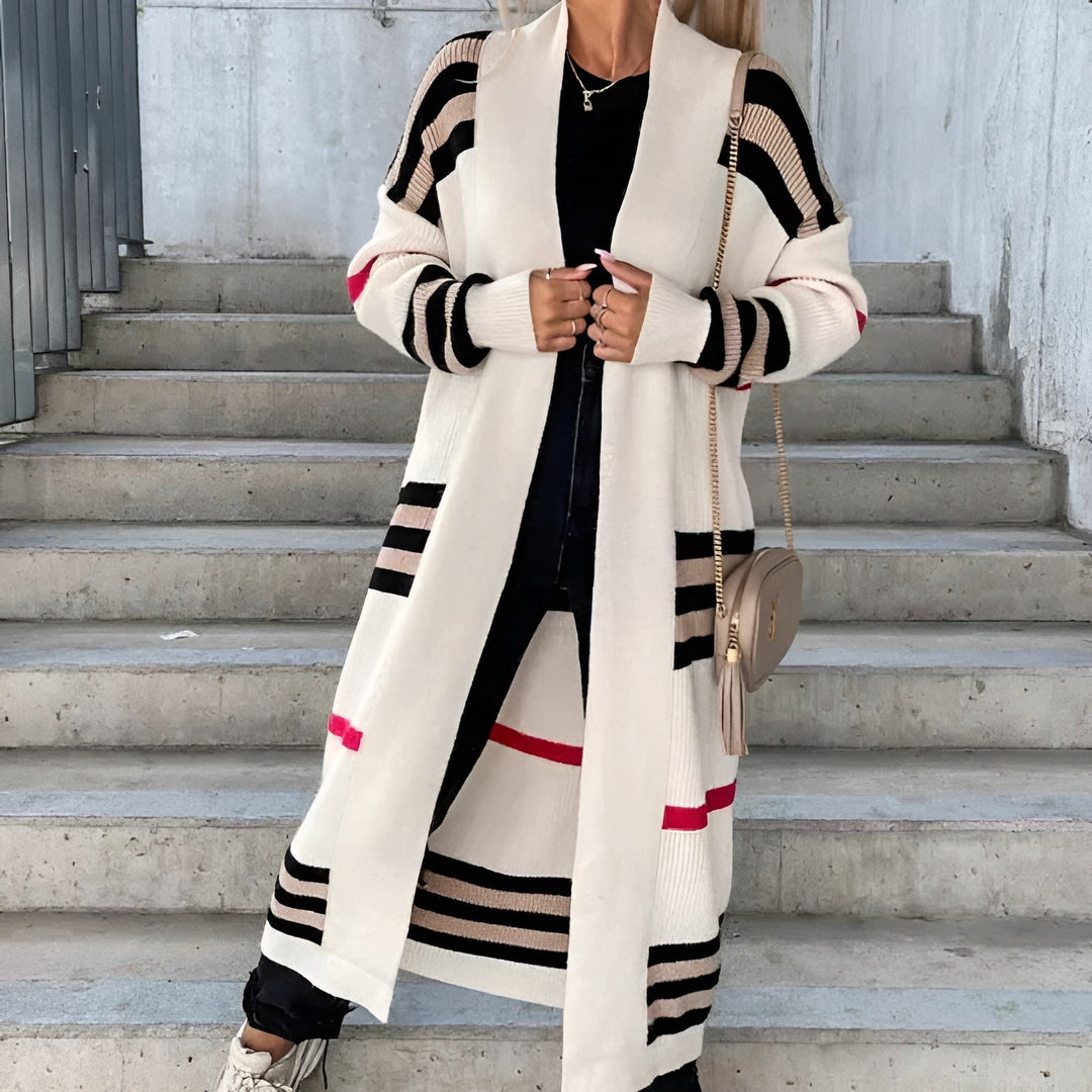 Elegant Lång Cardigan | Öppen &amp; Stilren Design | Stickad Tröja Dam