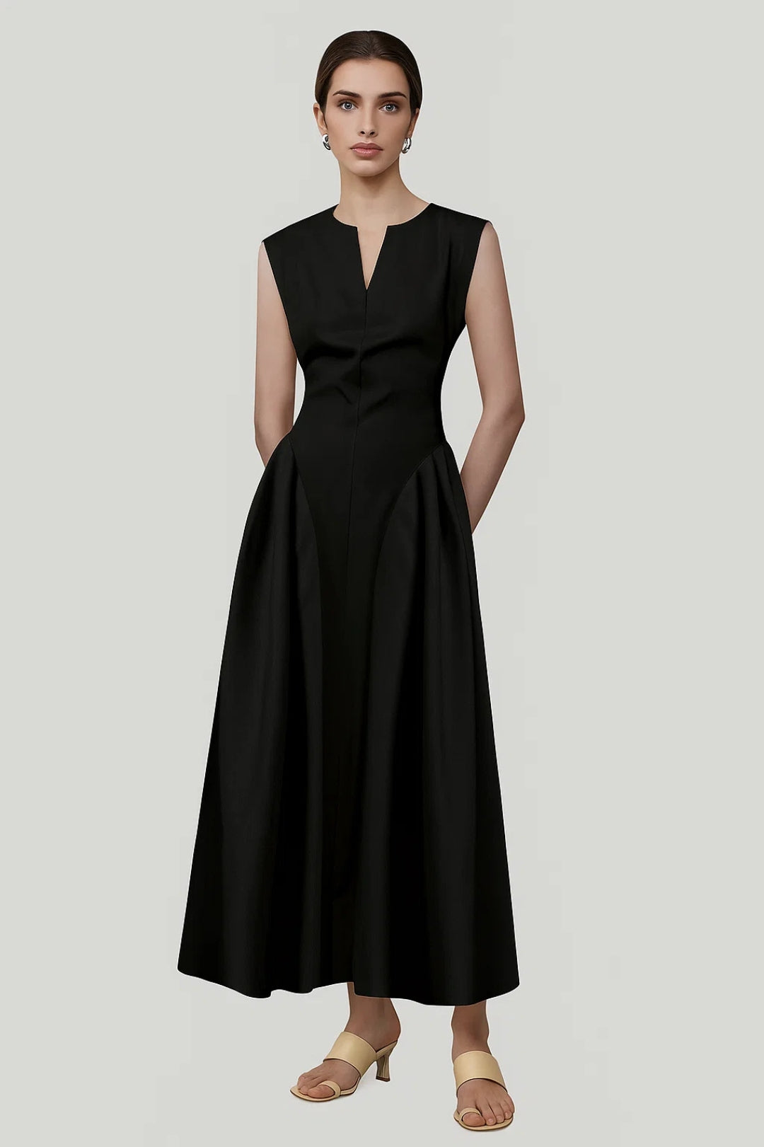 Dam Klänning | Elegant Figursydd | V-ringning | Sommar
