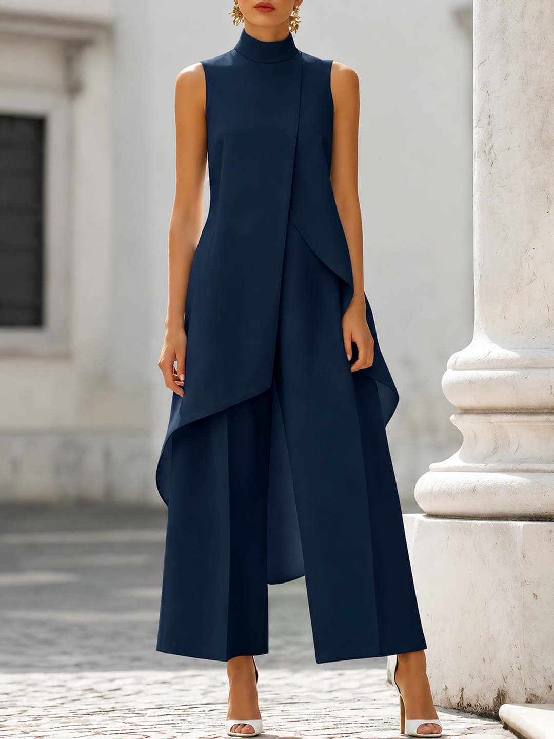 Dam Jumpsuit Bred Ben - Elegant Monokrom