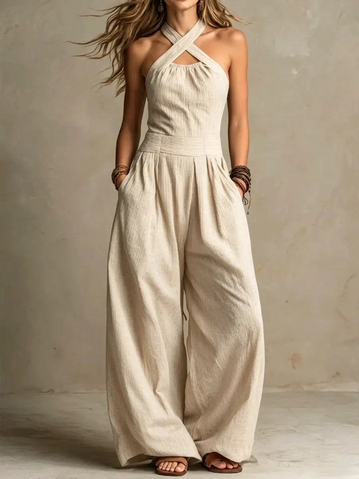 Dam Jumpsuit Linne Bomull - Elegant Korsett