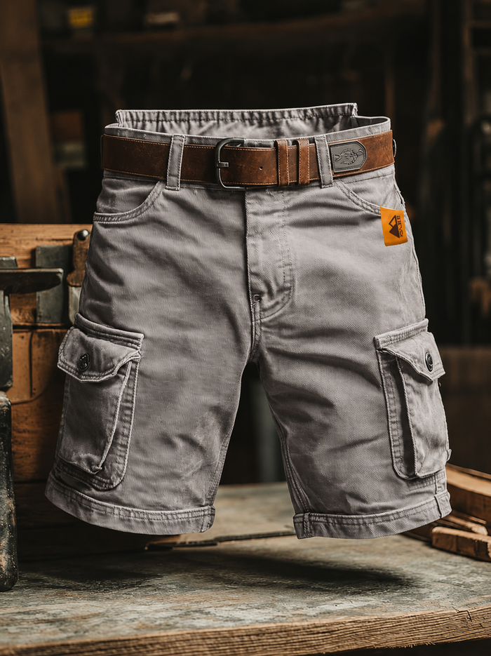 Herr Relaxed Cargo Byxor - Vintage Stil