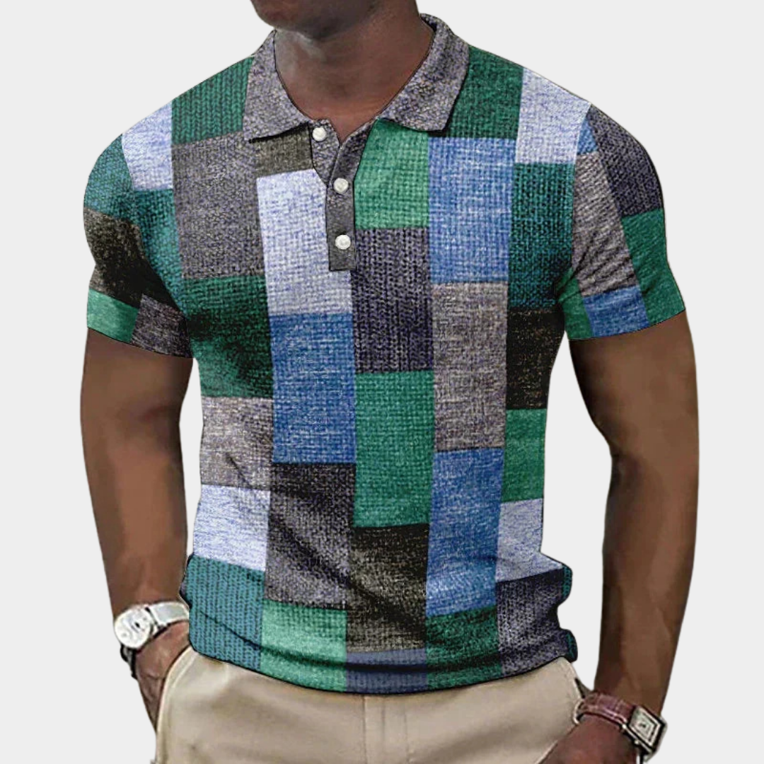 Herr Rutig Slim-Fit Poloskjorta - Klassisk Stil