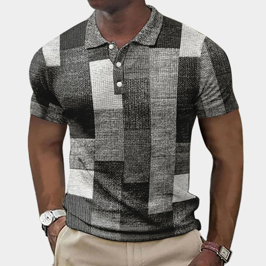 Herr Rutig Slim-Fit Poloskjorta - Klassisk Stil
