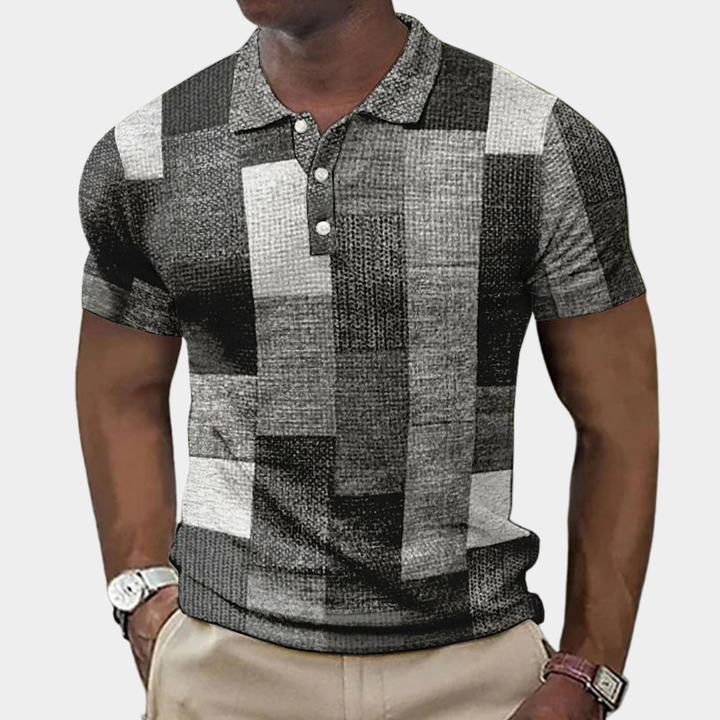 Herr Rutig Slim-Fit Poloskjorta - Klassisk Stil