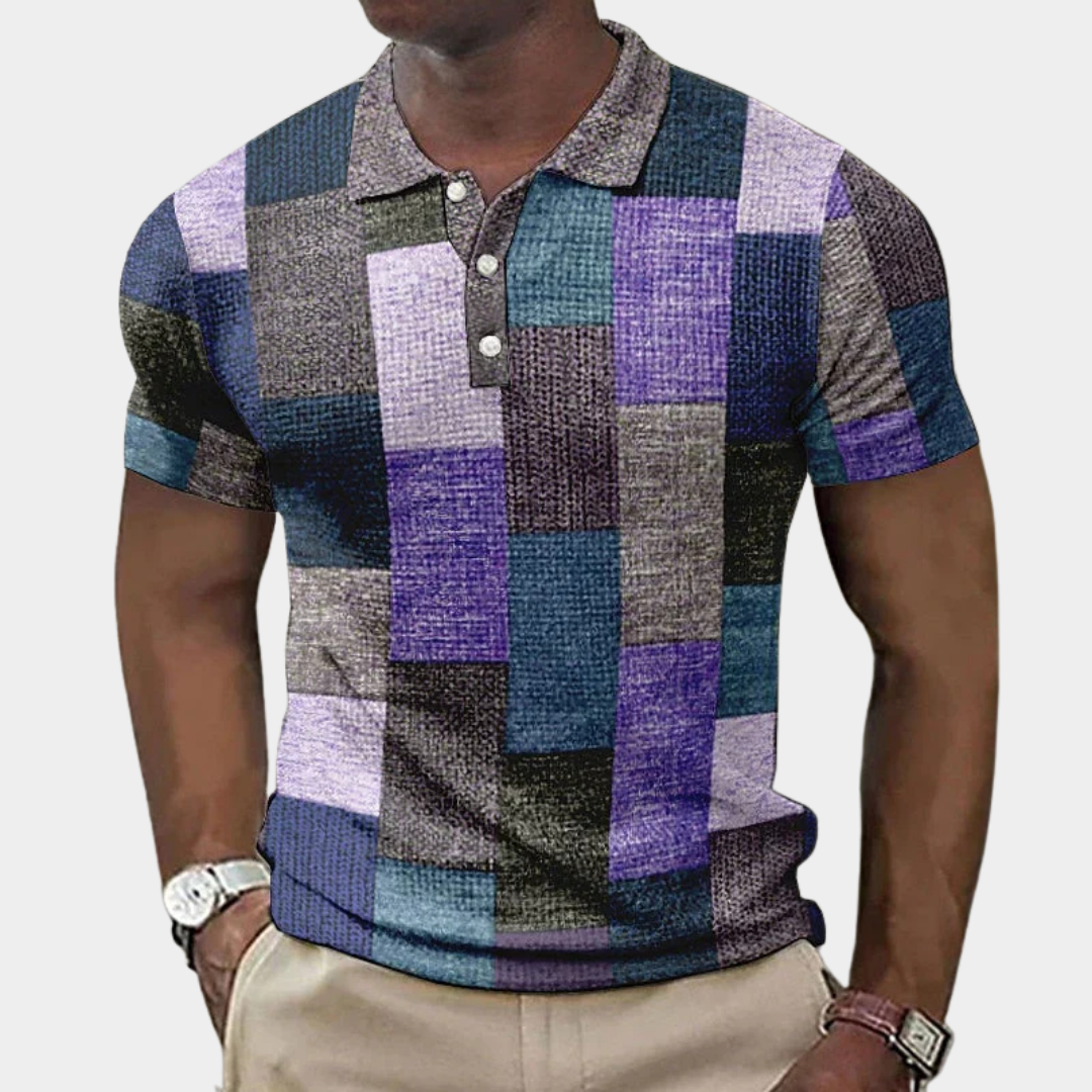 Herr Rutig Slim-Fit Poloskjorta - Klassisk Stil