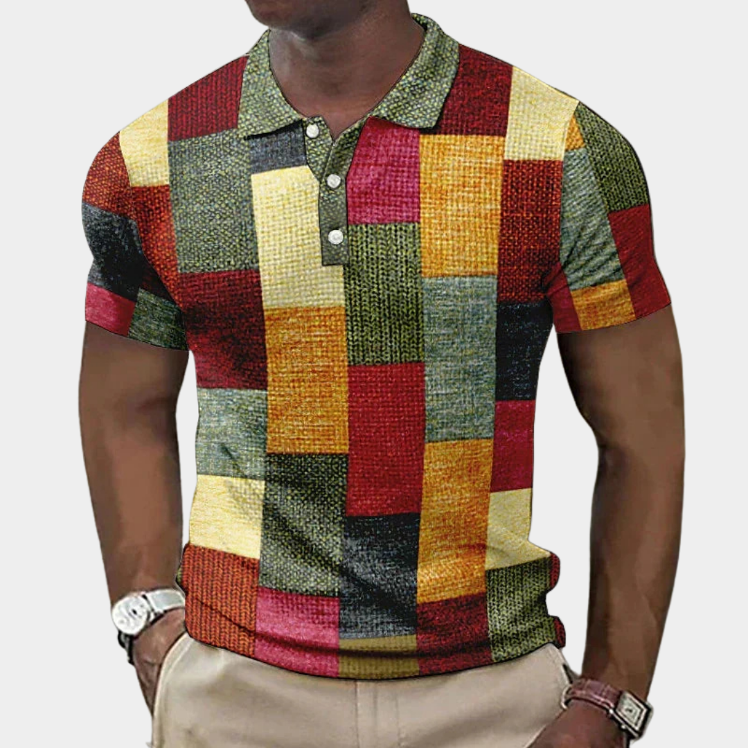Herr Rutig Slim-Fit Poloskjorta - Klassisk Stil