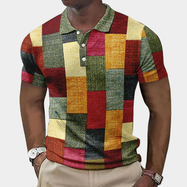 Herr Rutig Slim-Fit Poloskjorta - Klassisk Stil