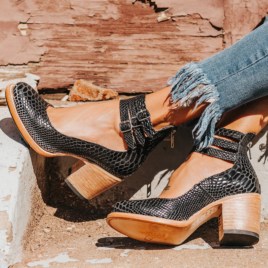 Dam Vintage Klacksandal med Ankelrem - Klassisk Elegans